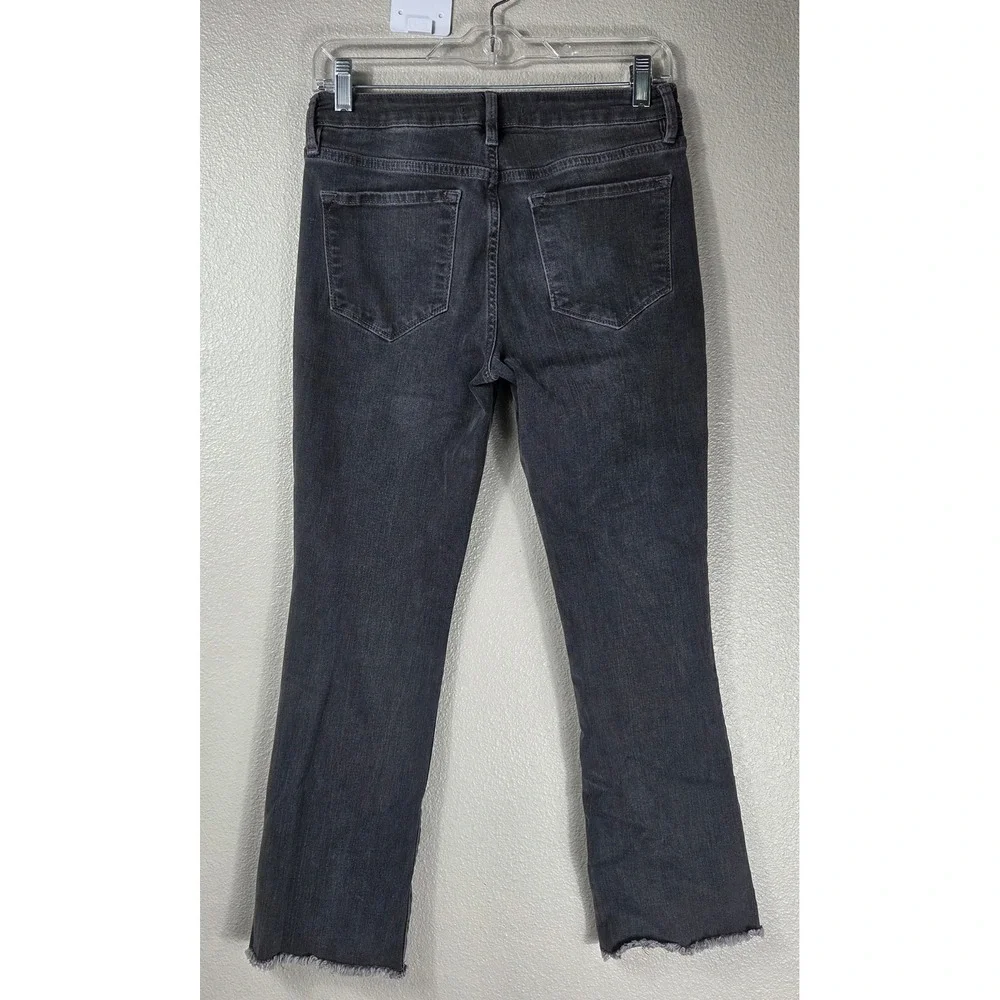 Free People Charcoal Gray Cropped Kick Flare Jeans 27 Raw Hem Stretch